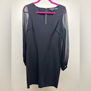 Teri Jon beautiful silk sleeve black cocktail dress 10